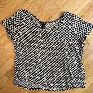 Justify Black and White Blouse with Geometric Pattern